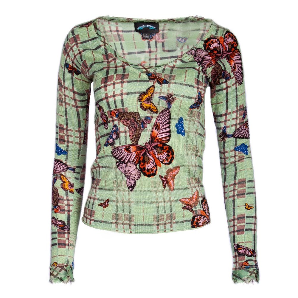 TTE Cashmere V-Neck Butterfly Green